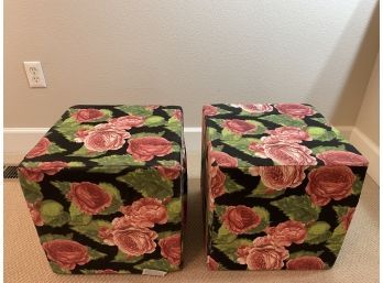 Pair Of  Upholstered Cubes/ottomans From Plough & Hearth