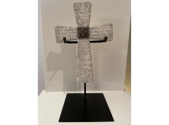 Cast Resin Cross On Metal Stand