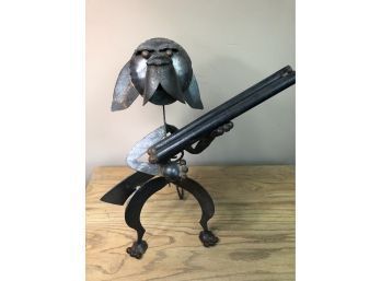 Metal Dog With Shotgun