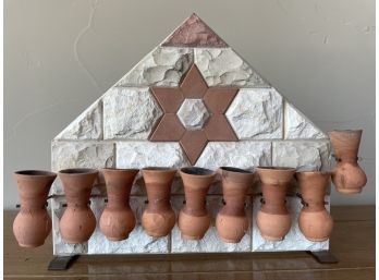 Cut Stone & Terracotta Menorah