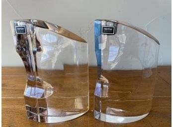 Pair Of Nambe Crystal 7' Candlesticks