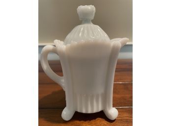 Vintage Milk Glass Creamer With Lid