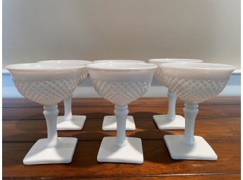 Set Of 6 Vintage Milk Glass Sherbet/champagne Glasses