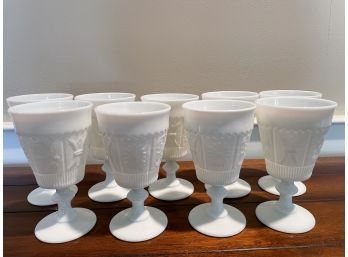 Set Of 9 Antique/vintage Milk Glass Goblets