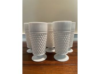 Set Of 5 Milk Glass Drinking Glasses