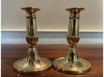 Pair Of Vintage Brass Candle Holders