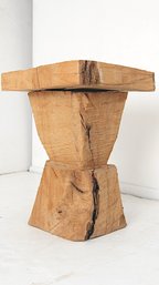HAND CARVED SCULPTURAL WOODEN SIDE TABLE 2ND OF 3
