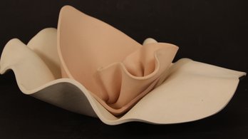 LARGE SIGNED KEITH FORTLEY CERAMIC SENSUOUS FLOWER SCULPTURE MID CENTURY MODERN