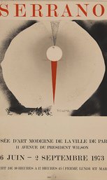 VINTAGE FRENCH EXHIBITION POSTER FROM  1973 FOR A PABLO SERRANO EXHIBIT AT THE MUSEE D'ART MODERNE