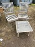 Gloster Teak Set Table And Two Chairs
