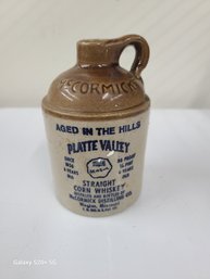Antique McCormick Ceramic Corn Whiskey Jug 5' H
