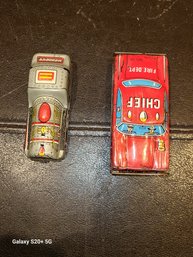 Two Vintage 1960s Tin Toy Cars