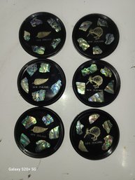 Six Vintage Coasters New Zealand Paua Shell By Dale Borland