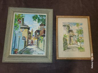 2 Artworks By Emmett Fritz  Water Color And Painting