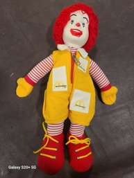 Vintage 16 Ronald McDonald Clown Learning Doll Zipper Laces Grommets 1984 Vinyl