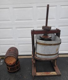 Antique Wine Press W Extra Hardware And Barrel