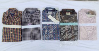 Five New Men Shirt Size Large And 17-36 And 16.5-34 Lands End JCrew Etc