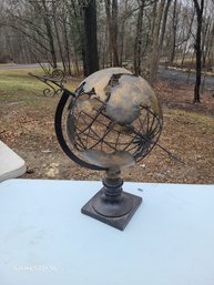 Globe Heavy Cast Iron And Metal- Rustic Patina - Lightly Distressed