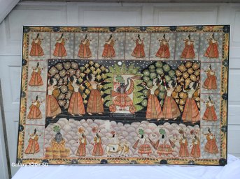 Large Indian Pichwai Silk Artwork 68x46