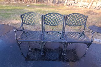 Cast Aluminium 'Trilateral' Three Seater Garden Bench
