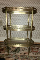 Vintage Hollywood Regency Modern Brass & Glass 3 Tier Side Table Gallery