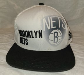 NBA Brooklyn Nets Adidas Black White Design Under Brim Cap Hat Style #NY10Z