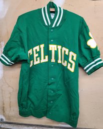 VINTAGE 1980's Boston Celtics Sand Knit Sz 42 Green Snap Front Warm, SUPER RARE!