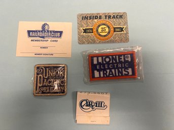 Lionel Train Patches, Cards, 2 Matchbox & Pin
