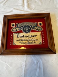 Budweiser Sign Framed 12.5x10