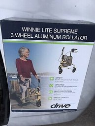 NEW Drive Medical Winnie Lite Supreme 3 Wheel Rollator Rolling Walker, Tan Plaid