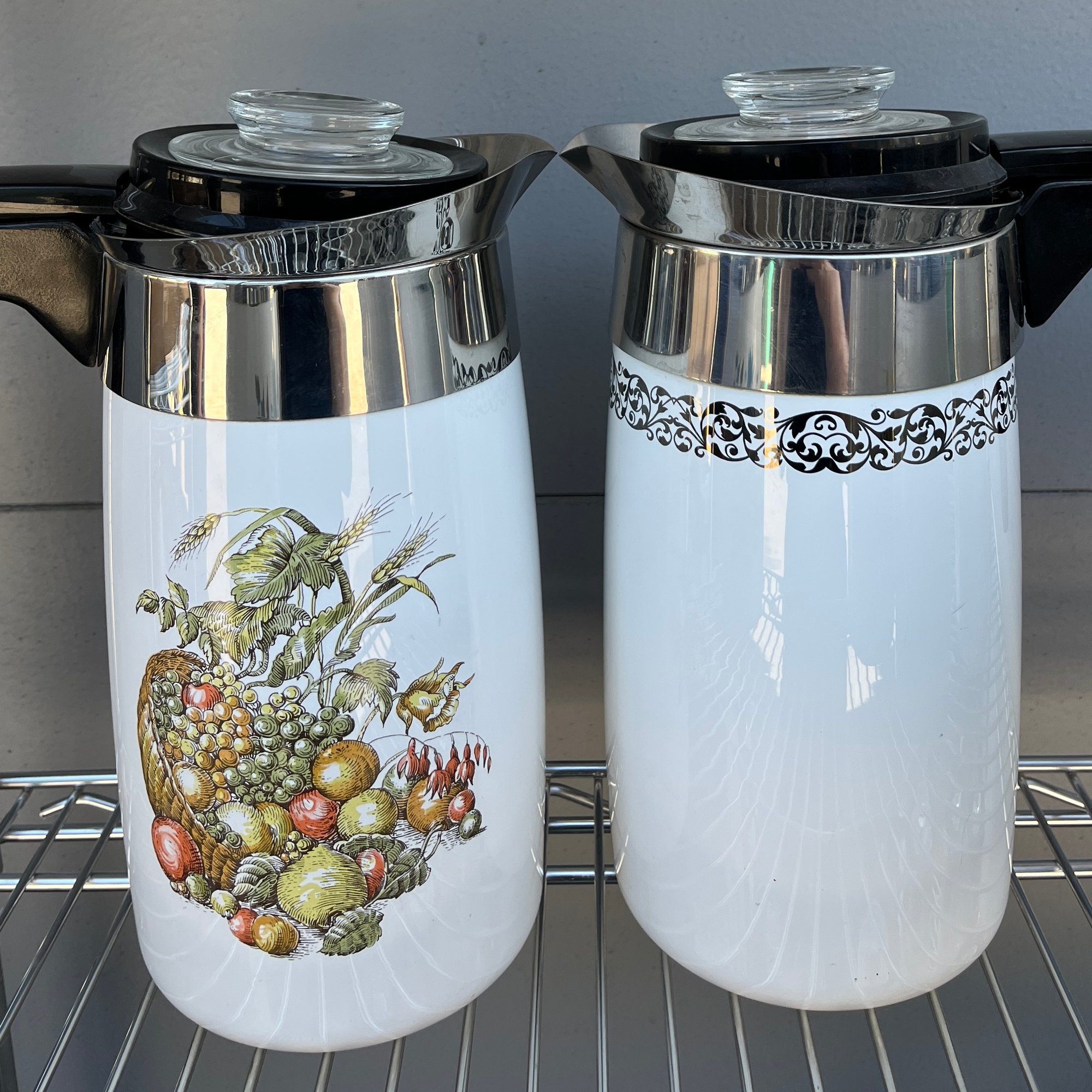 Eight (8) Corning Ware Electric Coffee Percolators With Filter, Heating