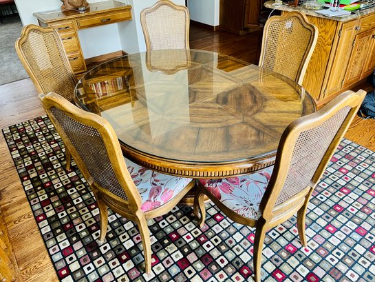 Solid Wood And Glass Top Dining Table