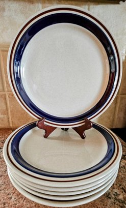 6 Chateau Hand-painted Stoneware Dinner Plates