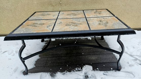 Metal Outdoor Coffee Table With Tile Inlay