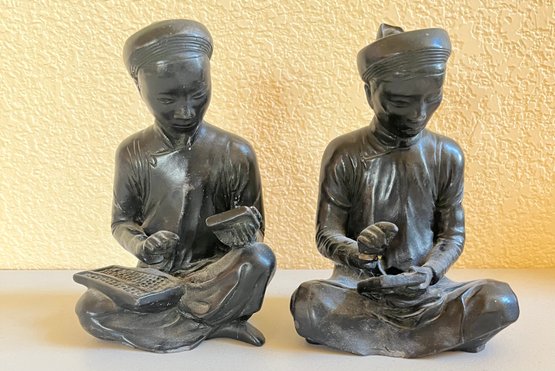 Vintage Mid Century Chinese Scholars Statues By Austin Productions