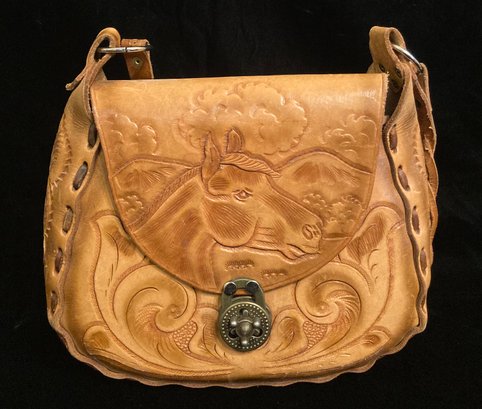 Hand Tooled Leather Messenger Bag Made In Mexico