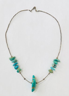 Sterling Silver & Raw Turquoise Necklace