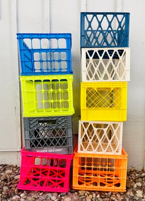 Lot Of 9 Vintage Plastic Crates