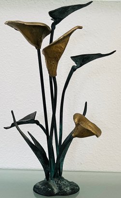 Vintage Brass Metal Tulip Sculpture