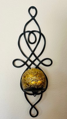 Wrought Iron Candle Holder Wall Mount With Gold Accent Candle 2 Of 2