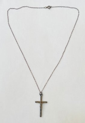 Sterling Silver Chain And Sterling Silver Cross Pendant- 3.8 Grams