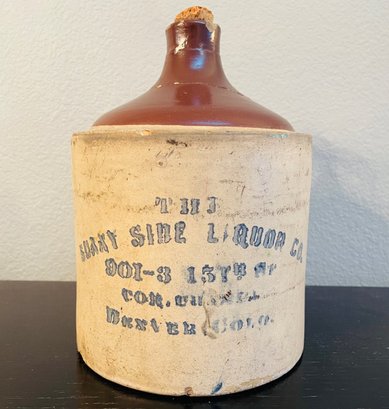 Surry Side Liquor Company Stoneware Jug With Cork Stopper