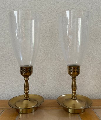 Pair Of Victorian Style Brass Candle Holders