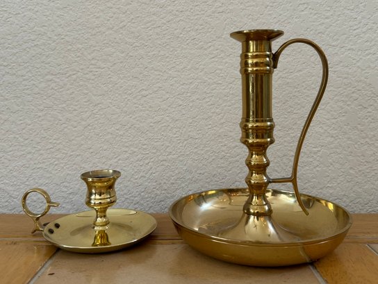 Two Brass Candle Holders
