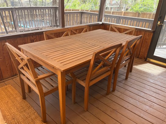 Outdoor Teak Wood Patio Table With 6 Chairs