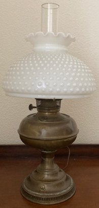 Vintage Hobnail Milk Glass Brass Lamp