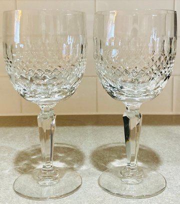 Duo Of Cut Crystal Wine Glasses