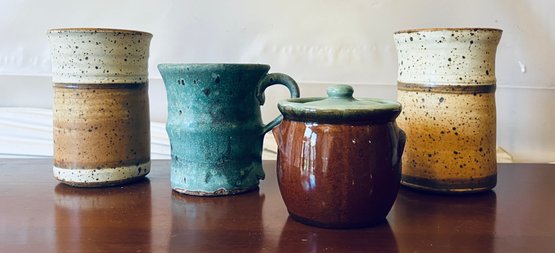 Small Variety Of Pottery Mugs And Jar