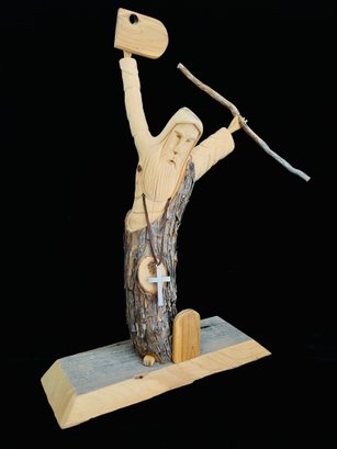 Hand Carved Moses Santo Wood Sculpture