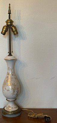 Vintage White Porcelain Brass Base Table Lamp